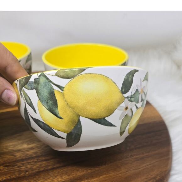 Bico Lemon Dreams Ceramic Bowls Set of 4, 26oz, NIB - Picture 2 of 8
